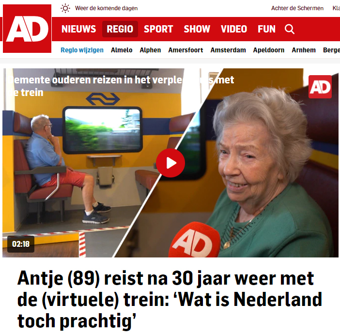 AD: Antje (89) reist na 30 jaar weer met de (virtuele) trein